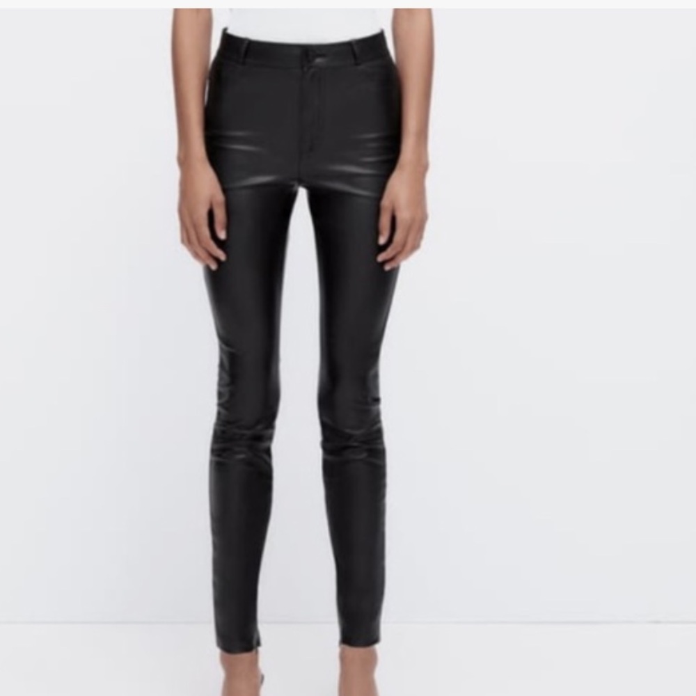 Faux Leather Leggings with Zippers
